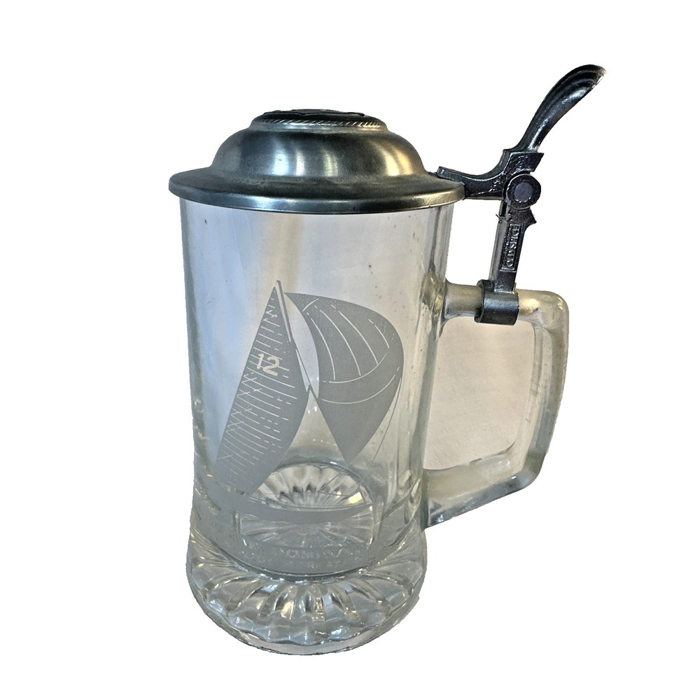 Old Spice Americas Cup 12 Meter Racing  Sloop Glass Lidder Beer Stein